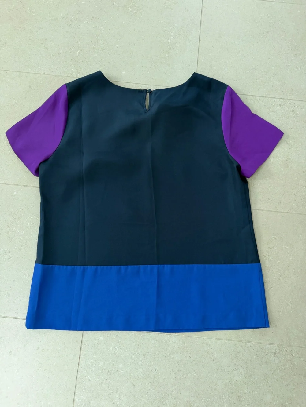 J. Crew Colorblock Short Sleeve Top in Navy, Royal Blue & Purple - Picture 2 of 4